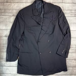 Armani Collezioni AUTHENTIC Men's Charcoal 100% Wool BLACK Jacket Size 46 L